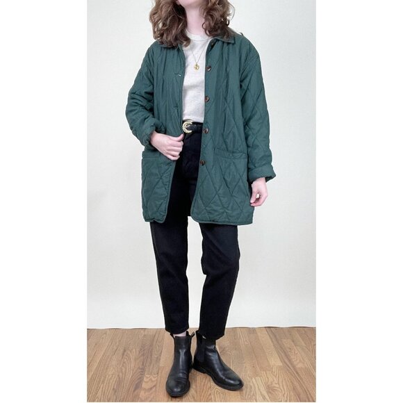 Vintage Quilted Barn Coat Chore Jacket Preppy English Countryside Field Hunting - Picture 1 of 10